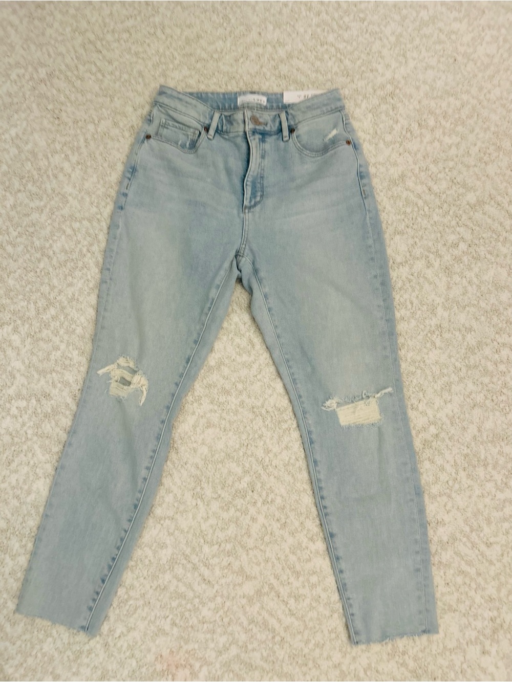 LOFT NWT Light Blue Curvy High Waist Skinny Ankle Distressed Jeans Size 4
